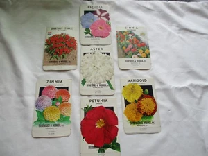 Lot of 7 Antique HUMPHRIES & WEBBER Flower Seed Packet Envelopes New Old Stock - Picture 1 of 6