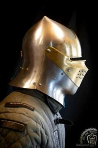Templar Knight Medieval Helmet 16 Gage Barbute Steel Armor Helmet Custom - Picture 1 of 2