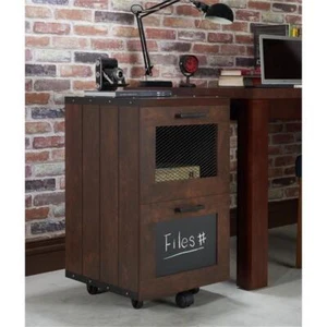 Furniture of America Brynn Industrial Wood Filing Cabinet with Casters in Walnut - Picture 1 of 7