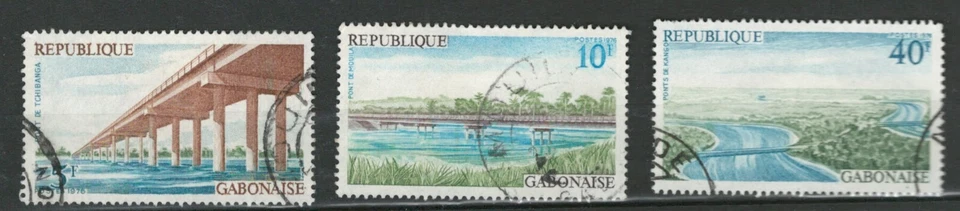 GABON FRENCH COLONIES AFRICA BRIDGES  USED SET STAMPS  LOT (GAB 660) - Image 1 of 1