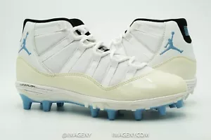 AIR JORDAN XI 11 RETRO CLEATS TD SIZE 8.5 WHITE BLUE COLUMBIA AO1561-117 - Picture 1 of 11