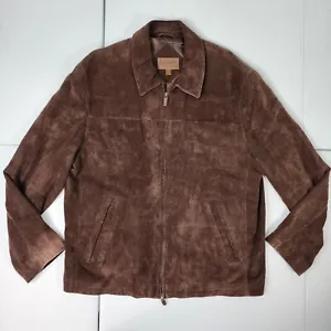 Pendleton Suede Leather Jacket Men XL Full Zip Brown Distressed  - Picture 1 of 19