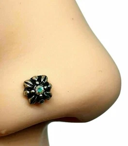 Flower Nose Stud Rainbow CZ 20g (0.8mm) Surgical Steel Brass 6mm Post Ball End - Picture 1 of 12