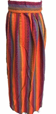 Vtg 60s 70s Boho HTF Maxi Skirt Mod XS XS Rainbow Geo Knit High Waist OOAK USA - Image 1 of 4