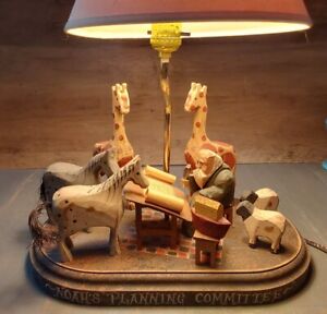 Vintage Barry Grosscup Signed 1993 Noahs Planning Committee Lamp Folk Art Works