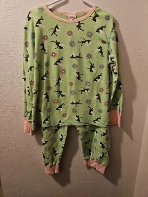 Women’s SIZE EXTRA LARGE DISNEY TINKERBELL Thermal Waffle Green Pink PAJAMA SET - Изображение 1 из 4