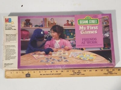 Sesame Street My First Games Friends At Work Milton Bradley Vintage 1986 Sealed - Image 1 of 4