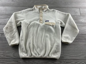 Patagonia Girls Snap-T Polartec Fleece Pullover Size Medium Youth 10 White - Picture 1 of 9