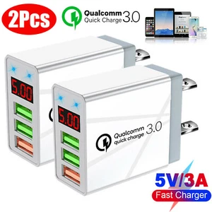 2PCS 3 Port Fast Quick QC 3.0 USB Hub Wall Charger Power Charge Adapter US Plug - Picture 1 of 12