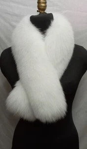 Real Fox Fur Scarf Collar Bright White Wrap Stole Fling New Manufactured in US - Picture 1 of 3