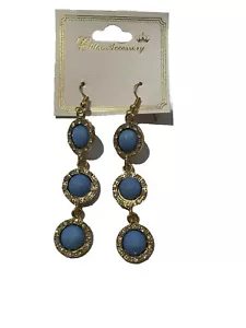 Fashion Jewelry Periwinkle Blue Three Circle Dangle Earrings - Picture 1 of 5