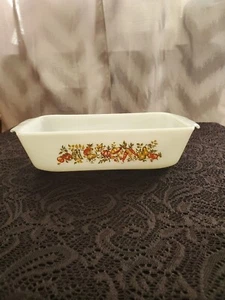 Vintage Fire King Anchor Hocking 1 qt Casserole Dish Fall Harvest Vegetable - Picture 1 of 6