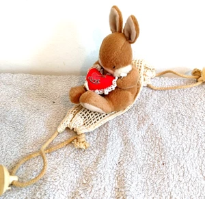 Vintage Non Non Gemini Sofftees Softies Sleeping Baby Bunny In Hammock Soft Toy - Picture 1 of 4