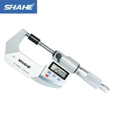 SHAHE IP65 Outside Micrometer Gauge 0.001mm Digital Micrometer 25-50mm