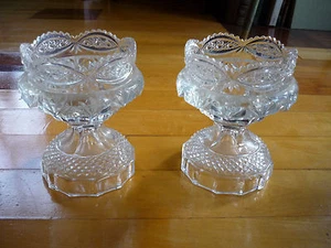 HERMOSO CONJUNTO DE 2 PORTAVELAS DE VIDRIO CRISTALINO DE COLECCIÓN - Imagen 1 de 4