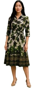 Samantha Sung Shirtkleid lila Print Stretch Baumwolle Größe 6 - Bild 1 von 5