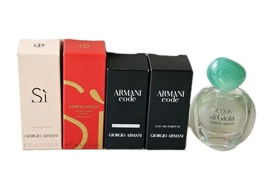 5 Armani Parfum Miniaturen Si Si Passione Intense Code EdT EdP Acqua Di Gioia - Bild 1 von 4