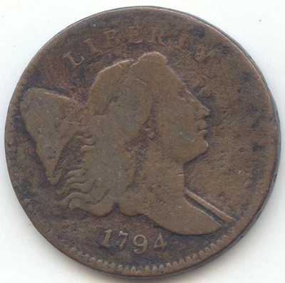 1794 Draped Bust Half Cent, VG Details, C-4a, Small Edge Letters - Image 1 of 2