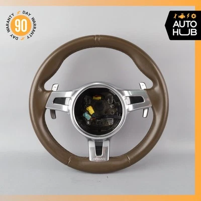 11-14 Porsche Cayenne 958 Steering Wheel w/ Paddle Shifters Leather Brown OEM - Image 1 of 4