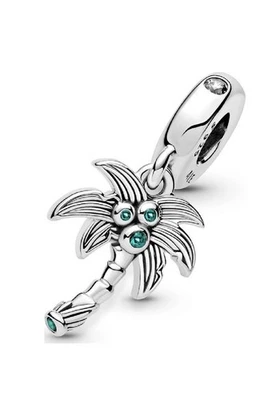 Auténtico Pandora Palmera y Cocos Cuelga Dije 799438C01 Verde Circonita cúbica Retirado Foto 1 de 4