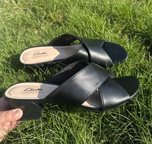 Womens Clarks Caroleigh Erin Leather Backless Sandal 11 - Picture 1 of 4