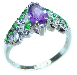 1.8ct African Amethyst Ring 925 Sterling Silver Handmade size: 7 - Picture 1 of 4