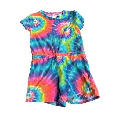 Hurley Girls XS 6/6X Multi Tie Dye Short Sleeve Romper Shorts - Image 1 of 4