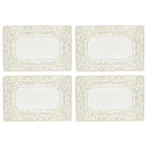 Lace Vinyl 17" x 12"  Placemats in Cream, Set of 4 - Picture 1 of 2