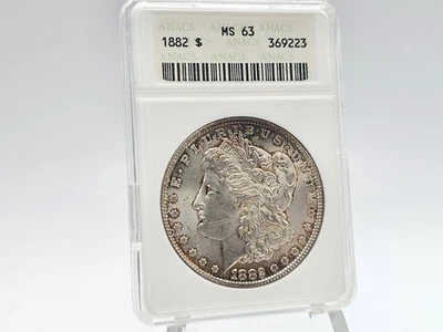 1882 ANACS MS 63 Morgan Silver Dollar **Peripheral Toning Soap Box Holder** 223 - Image 1 of 4