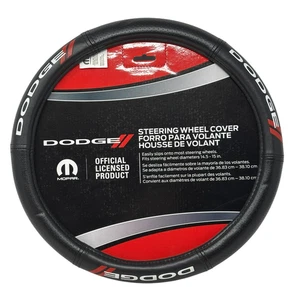 DODGE Steering Wheel Cover Mopar Fits 14.5"-15" Black Red White 2018 #006726 NEW - Bild 1 von 6