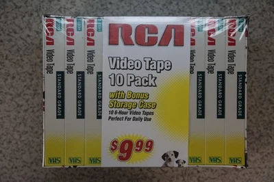 RCA Video Tape 10 Pack with Bonus Storage Case Factory Sealed Blank VHS - Image 1 of 4