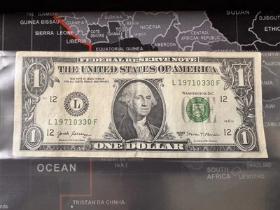 Birthday 1 Dollar Note March 30th, 1971 Initials LF - Image 1 of 2