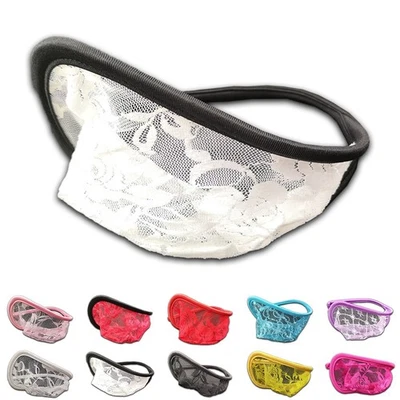 Men's Rose Floral Print C String Briefs Sheer Lace Bulge Pouch Underwear - Bild 1 von 4