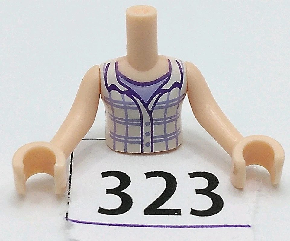 LEGO Friends Minifigura Torso Blanco Lavanda Patrón a Cuadros Botones Cuello Niña 323 Foto 1 de 1