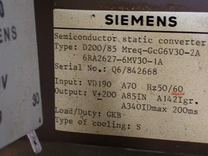 CONJUNTO DE ACCIONAMIENTO DE MOTOR DE CC SIEMENS P/N D200/85 Mreq-GcG6V30-2A P1127 - Imagen 1 de 1