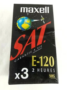 3 x cassette video Neuve VHS Pal Secam Maxell E-120 2 heure Envoi rapide suivi - Photo 1/3