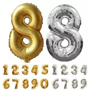 40 Inch Gold Silver Foil Number Balloons Birthday Wedding Party Decoration + - Picture 1 of 11