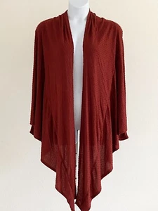 Loveappella Women's Rust Tie Front Knit Cardigan Sz Medium Long Sleeves Stretch - Picture 1 of 9