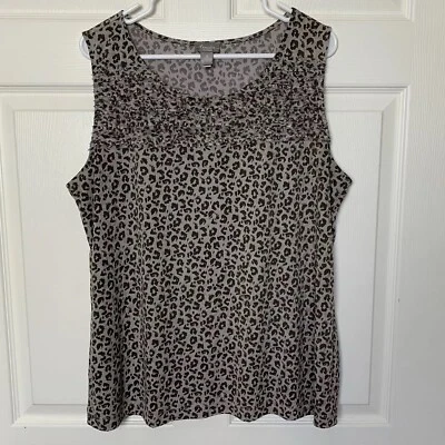 Chico's Travelers Brown Gray Animal Print Tank Top Women Sleeveless Size 3 US 16 - Image 1 of 4