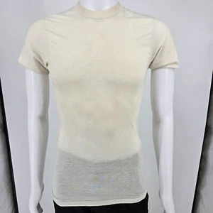 Distressed Vintage 1970s Sears Men's Store Blank Off-White Sheer T-Shirt (XXS) - Picture 1 of 13