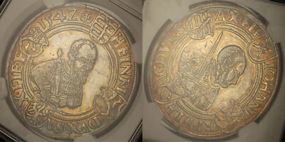 1542 German States Saxony-Ernestine Silver Thaler NGC AU Details Tooled - Toned! - Image 1 of 3
