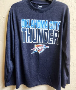 NBA Thunder T Shirt Boys XXL 18 Blue Poly Long Sleeve Oklahoma City Basketball - Picture 1 of 8