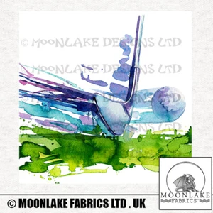 Golf Club Watercolor Splatter Craft Panels in 100% Cotton or Polyester  - Picture 1 of 3