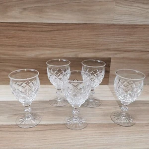 5 kleine Sherry-/Likörgläser Vintage Kristallglas Rautenschliffmuster - Bild 1 von 10