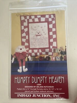 Humpty Dumpty Heaven Stitchery Pattern by Delano Hutchison Red 14” Doll & Quilt - Image 1 of 2