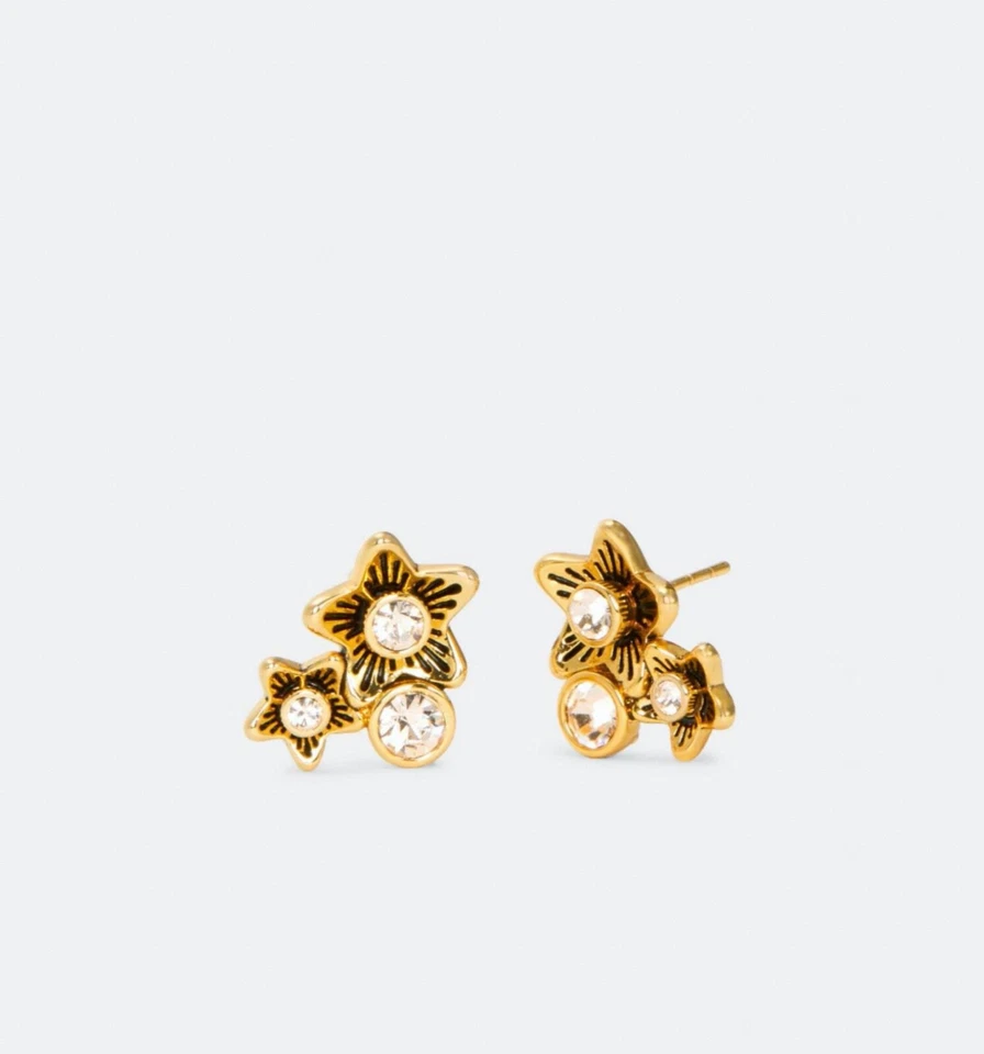 NWT Coach Wildflower Cluster Stud Earrings C4271 Gold tone $88 - Image 1 of 1
