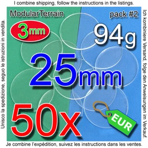 50x 25mm ROUND BASE 3mm CLEAR ACRYLIC REDONDA METACRILATO TRANSPARENT SOCLE ROND - Imagen 1 de 3
