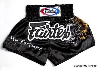 FAIRTEX SHORTS SATIN BS0639 MUAY THAI BOXING MMA K1 UFC KICK MY FORTUNE FISH - Image 1 of 4