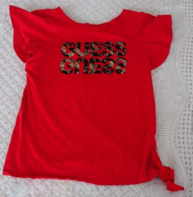 Guess 16 XL Girls Shirt top red ties on side EUC summer spring fall short sleeve - Image 1 of 3