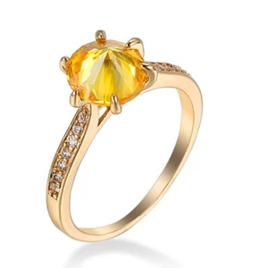Yellow AAA CZ Bands Women's 14KT Yellow Gold Filled Wedding Stylish Ring Sz 6-10 - Picture 1 of 10